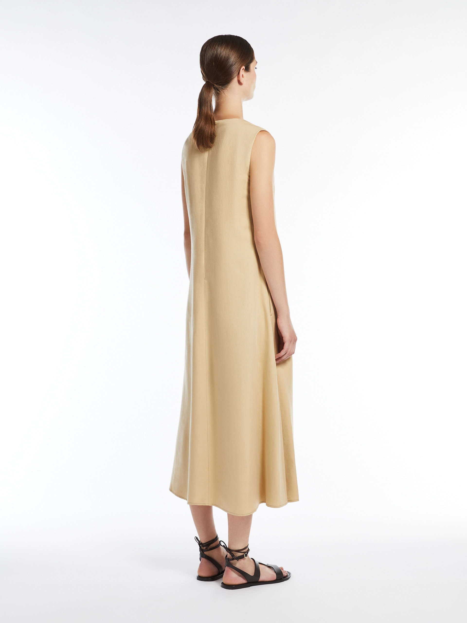 EGOISTA Viscose and linen canvas flared dress - 4