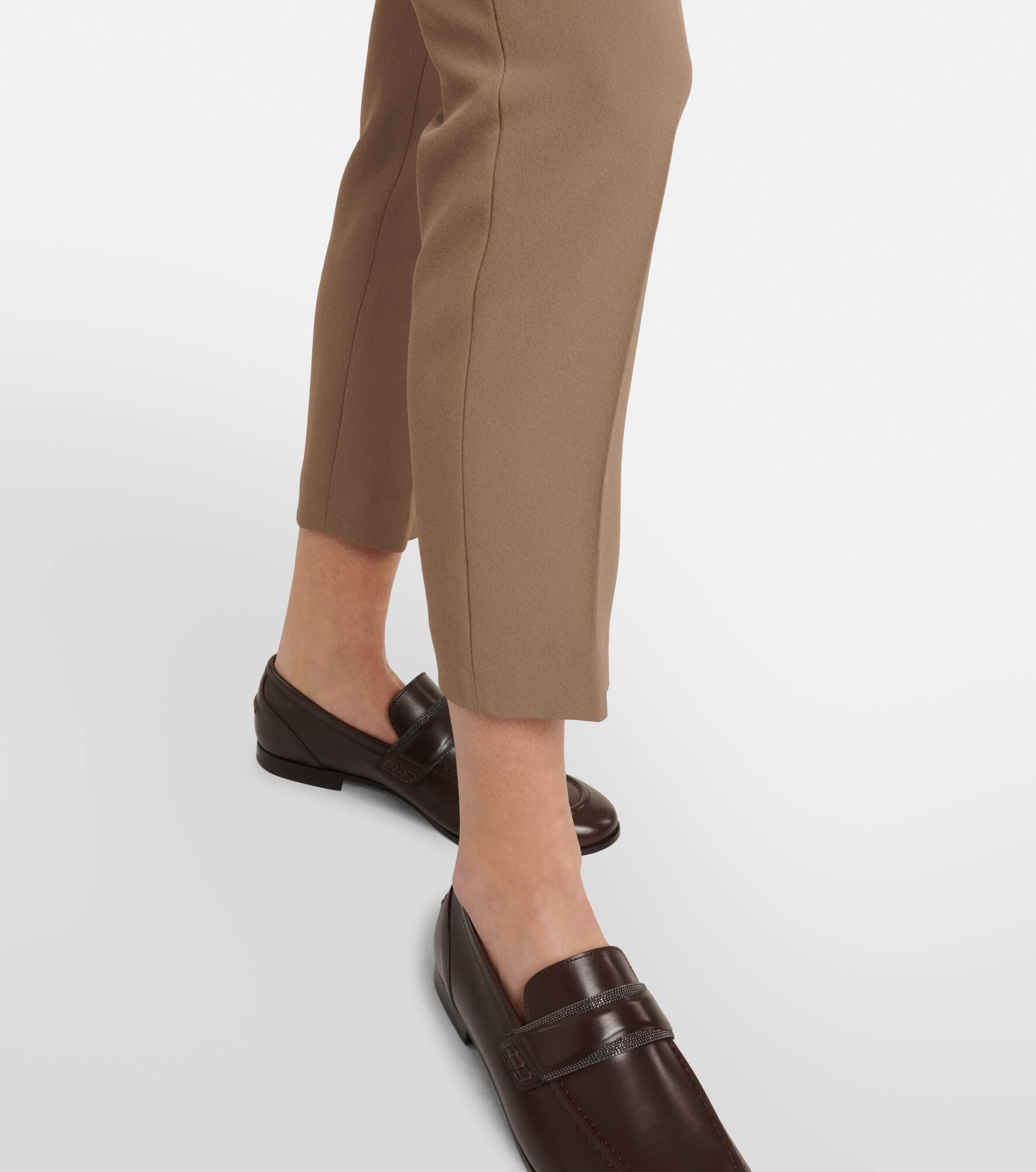 Crêpe low-rise slim pants - 10