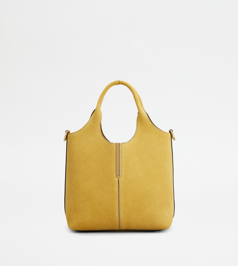 TOTE SHOPPING BAG IN SUEDE MINI - YELLOW 1