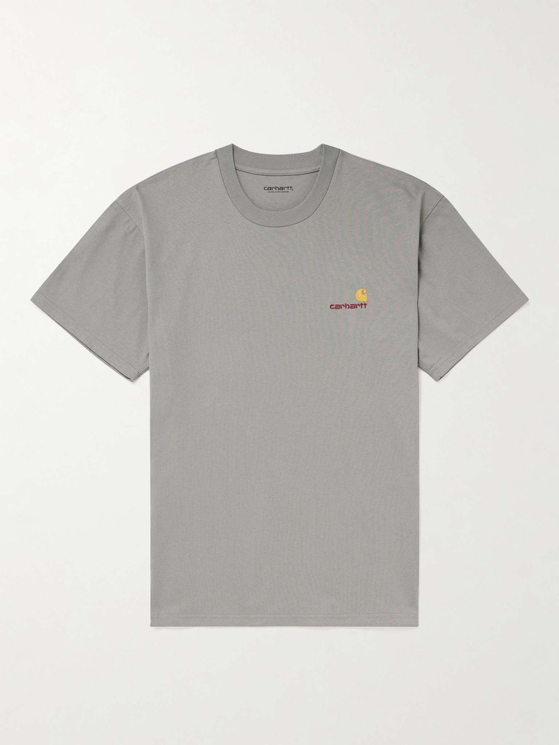 미국 스크립트 로고-Embroidered 유기 Cotton-Jersey 티셔츠 - 1
