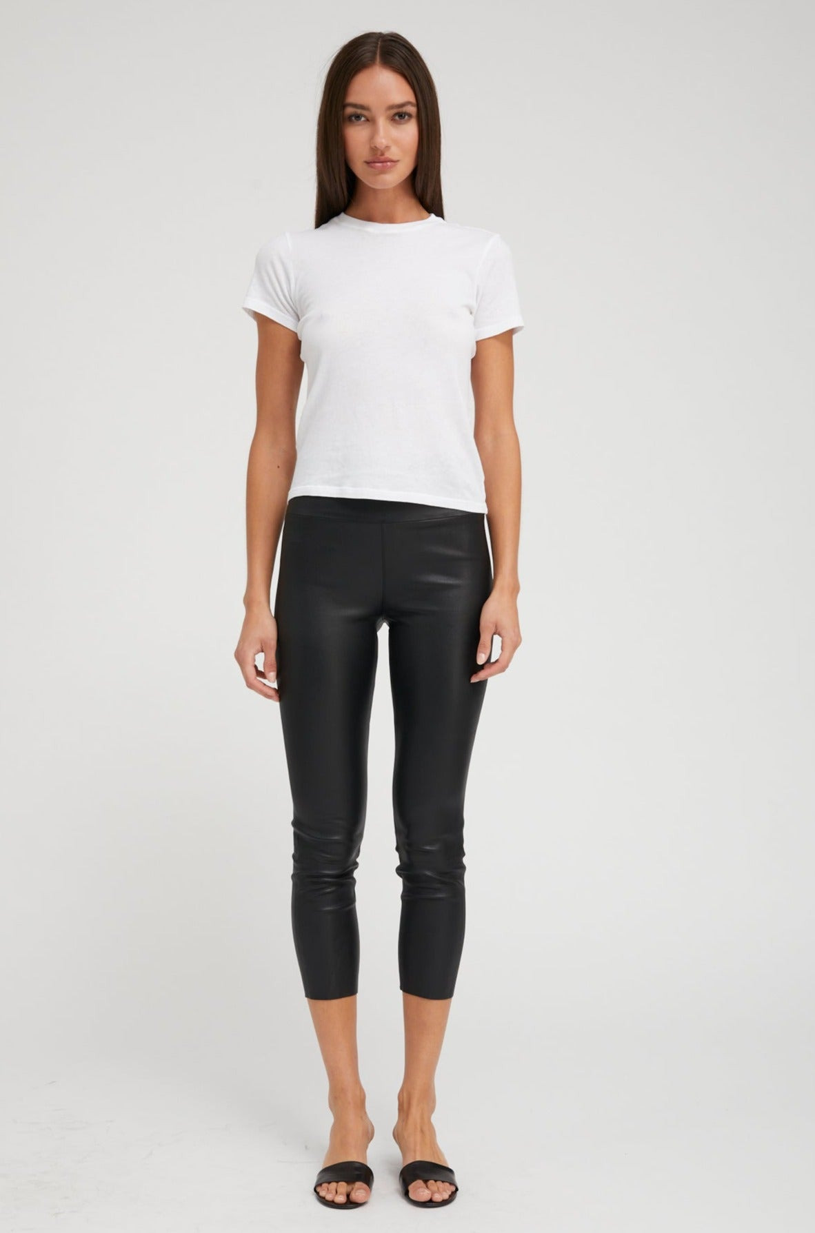 BLACK LEATHER CROP - 2