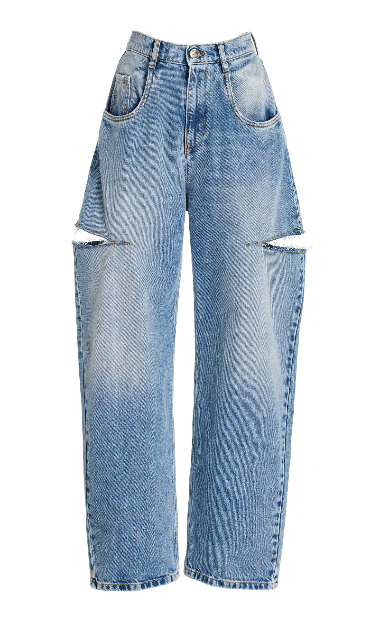 Cutout Stretch High-Rise Wide-Leg Jeans medium wash - 1