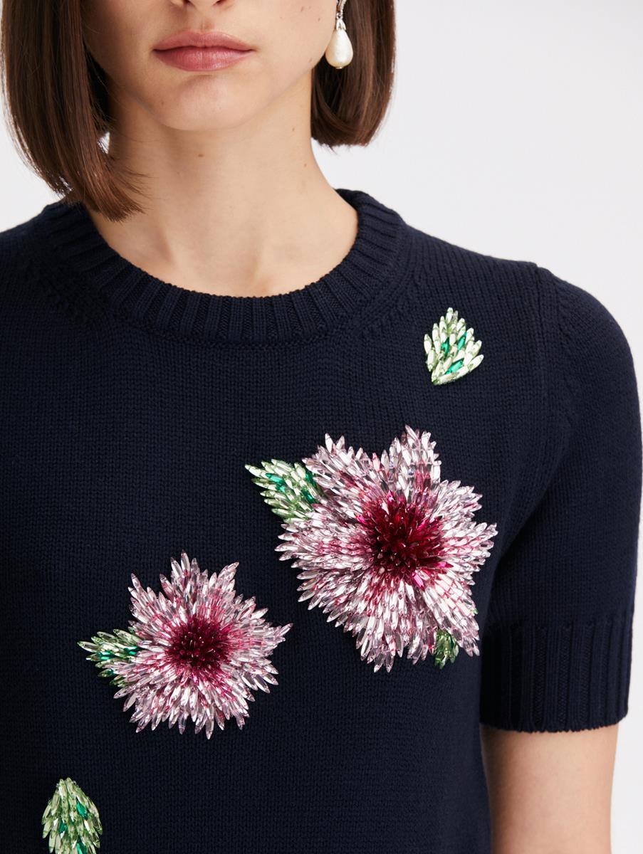 CRYSTAL DAHLIA EMBROIDERED PULLOVER - 5