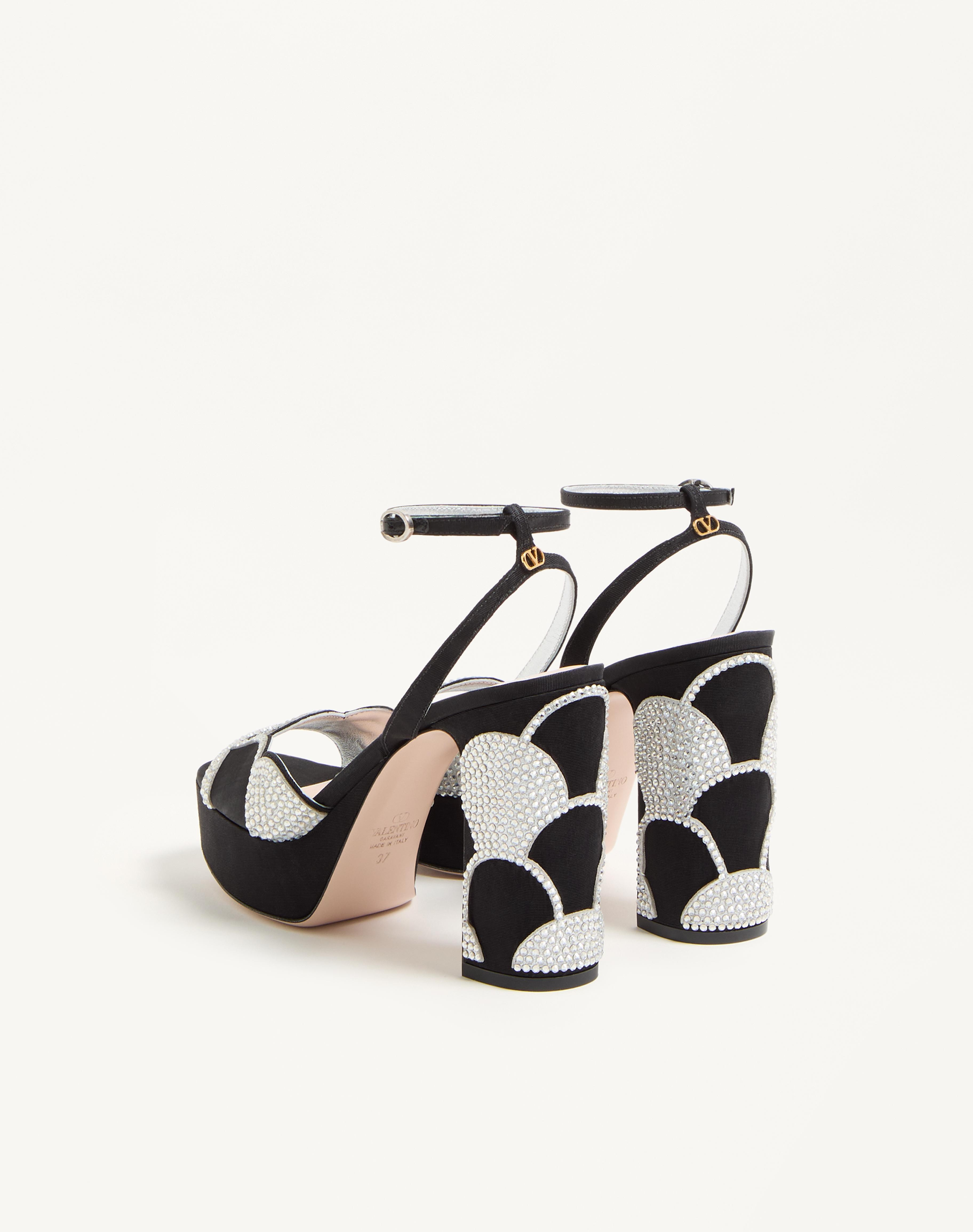 BOWOW PLATFORM SANDAL IN MOIRÉ FABRIC WITH CRYSTALS 115MM - 5