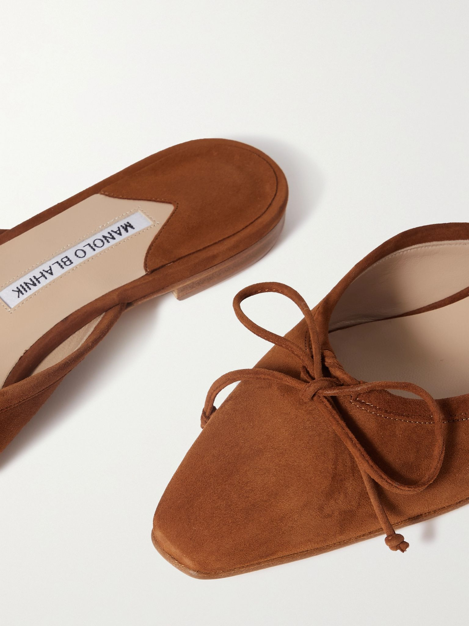 Ballerimu bow-detailed suede mules Tan - 4