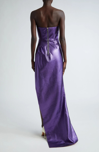 LaQuan Smith Strapless Metallic Leather Gown outlook