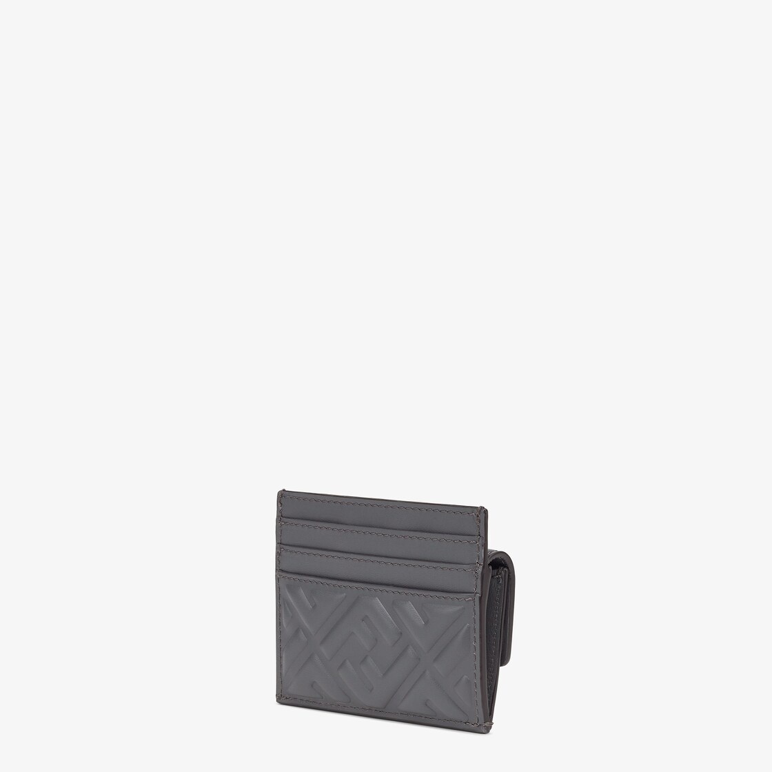 Baguette cardholder with three card slots and coin pocket with snap button. Made of gray nappa leath - 2