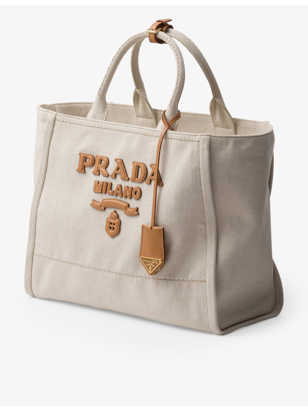 Brand-typography large linen-blend tote bag - 7