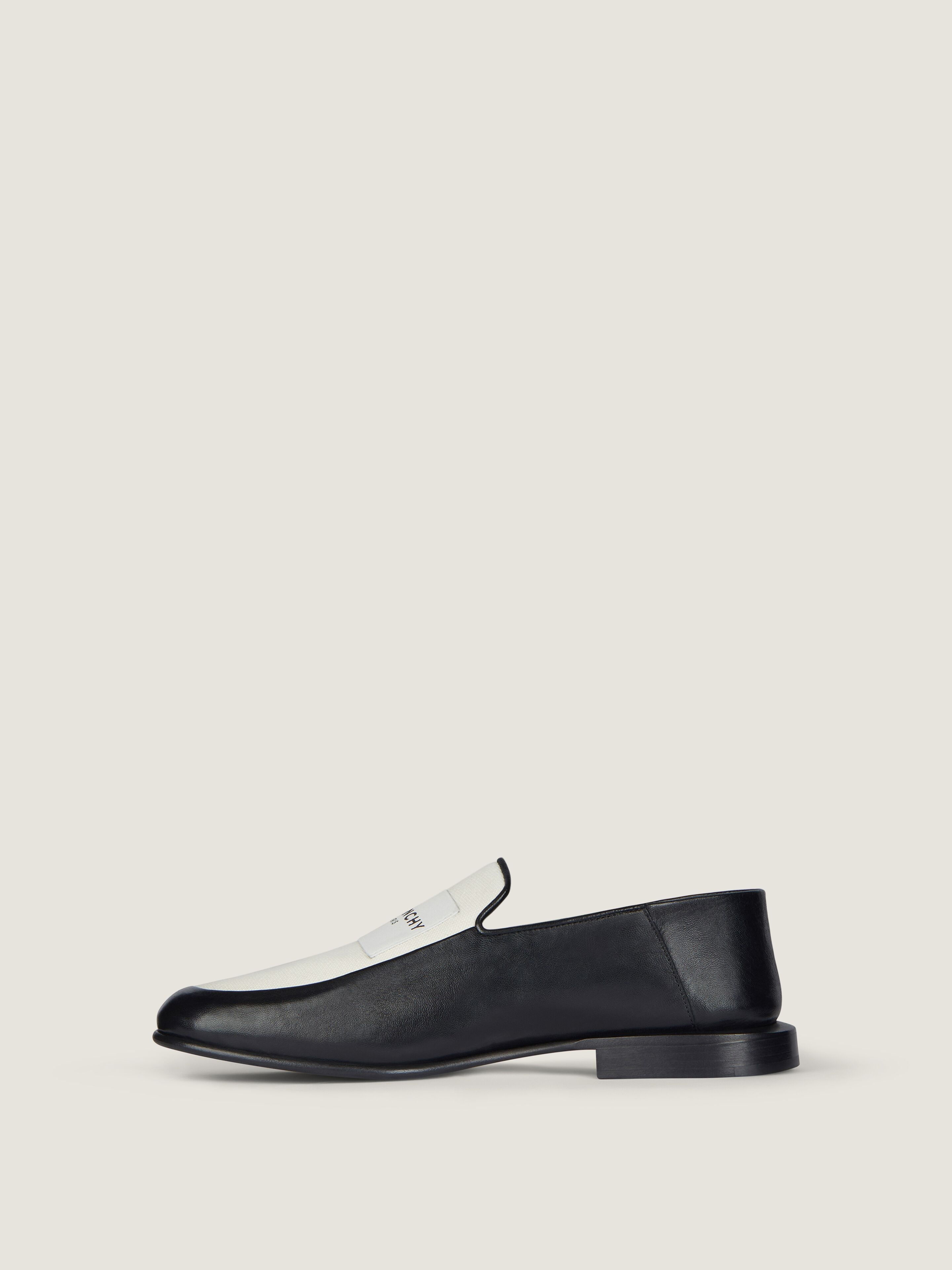 LABEL LOAFERS IN LEATHER AND CANVAS - 4