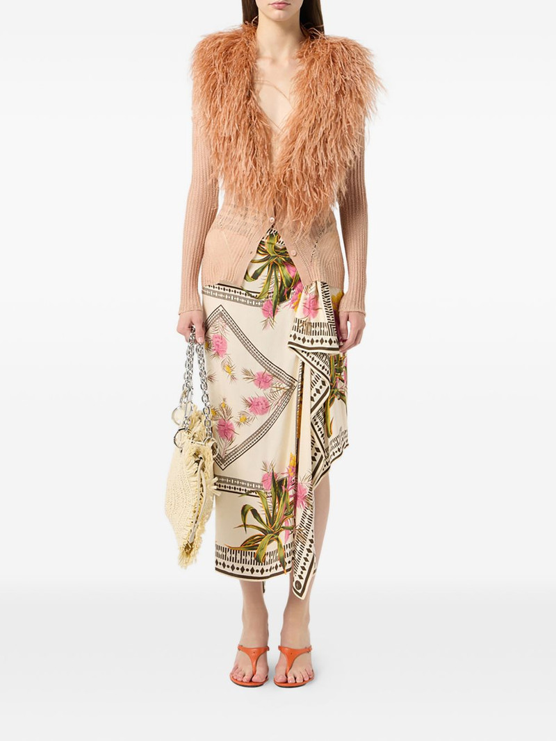 Blumarine feather-collar cardigan outlook