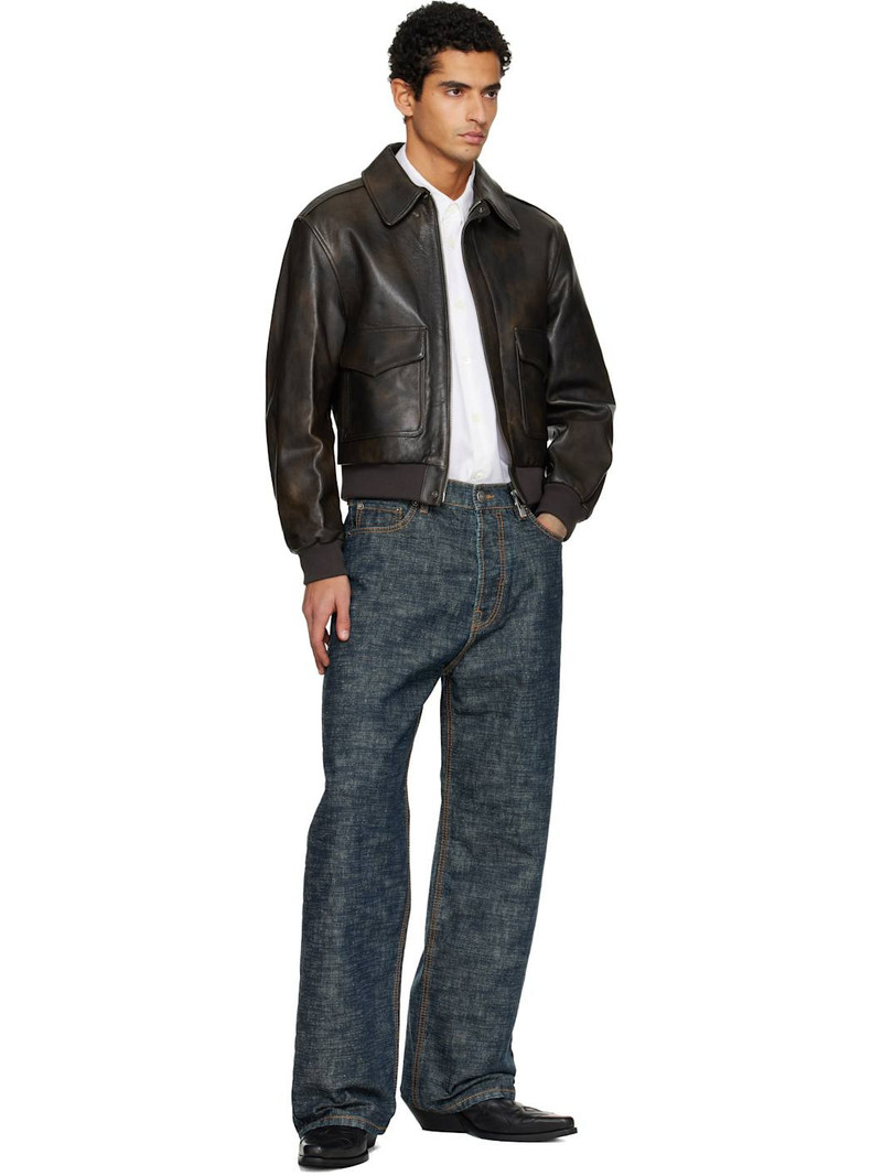 Tonywack Brown Aviator Goat Leather Jacket outlook