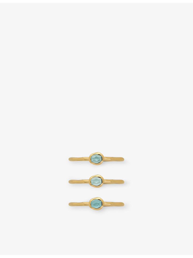 Odyssey Gemstone 18ct Yellow Gold Vermeil And Aquamarine Stacking Ring 4