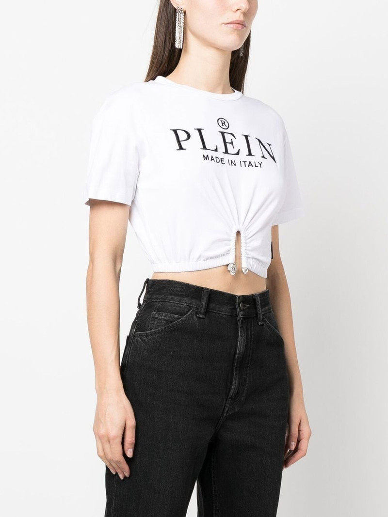 embroidered-logo cropped T-shirt 3