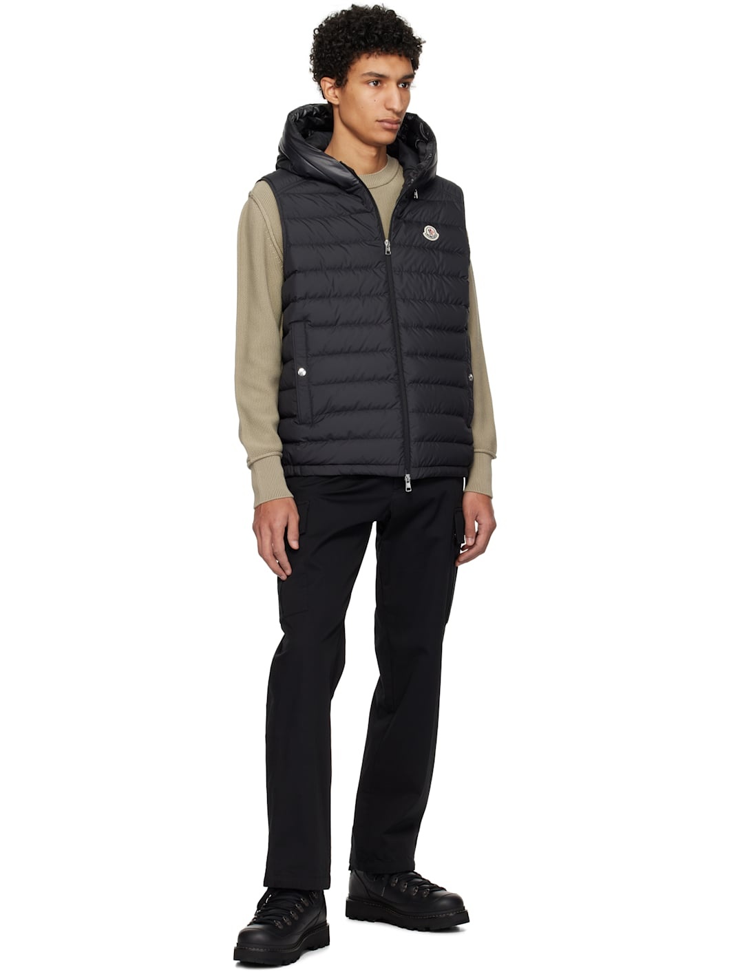 Black Bourget Hooded Down Vest - 5