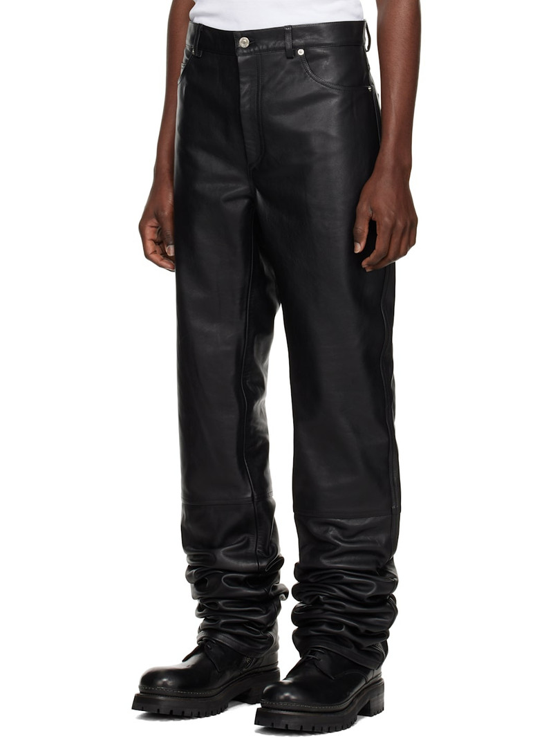 LU'U DAN Black Stacked Straight Leg Leather Pants outlook