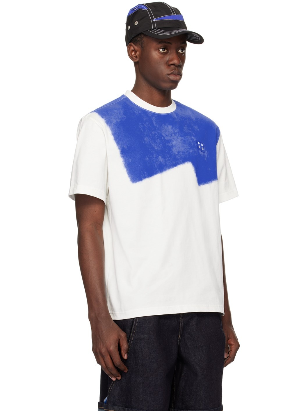 White & Blue Printed T-Shirt - 2