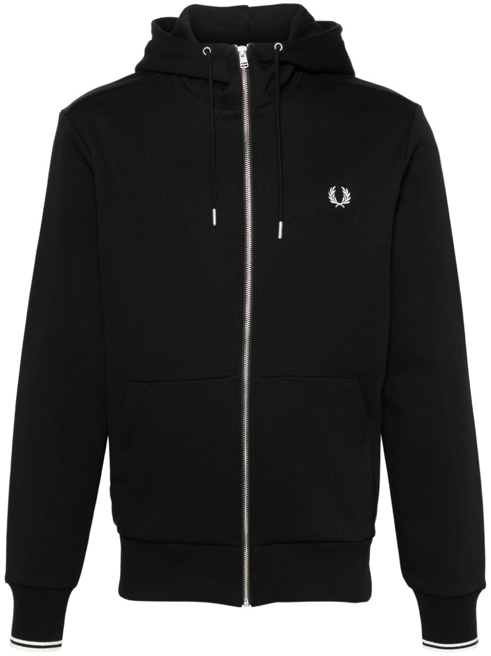 embroidered-logo zip-up jacket - 1