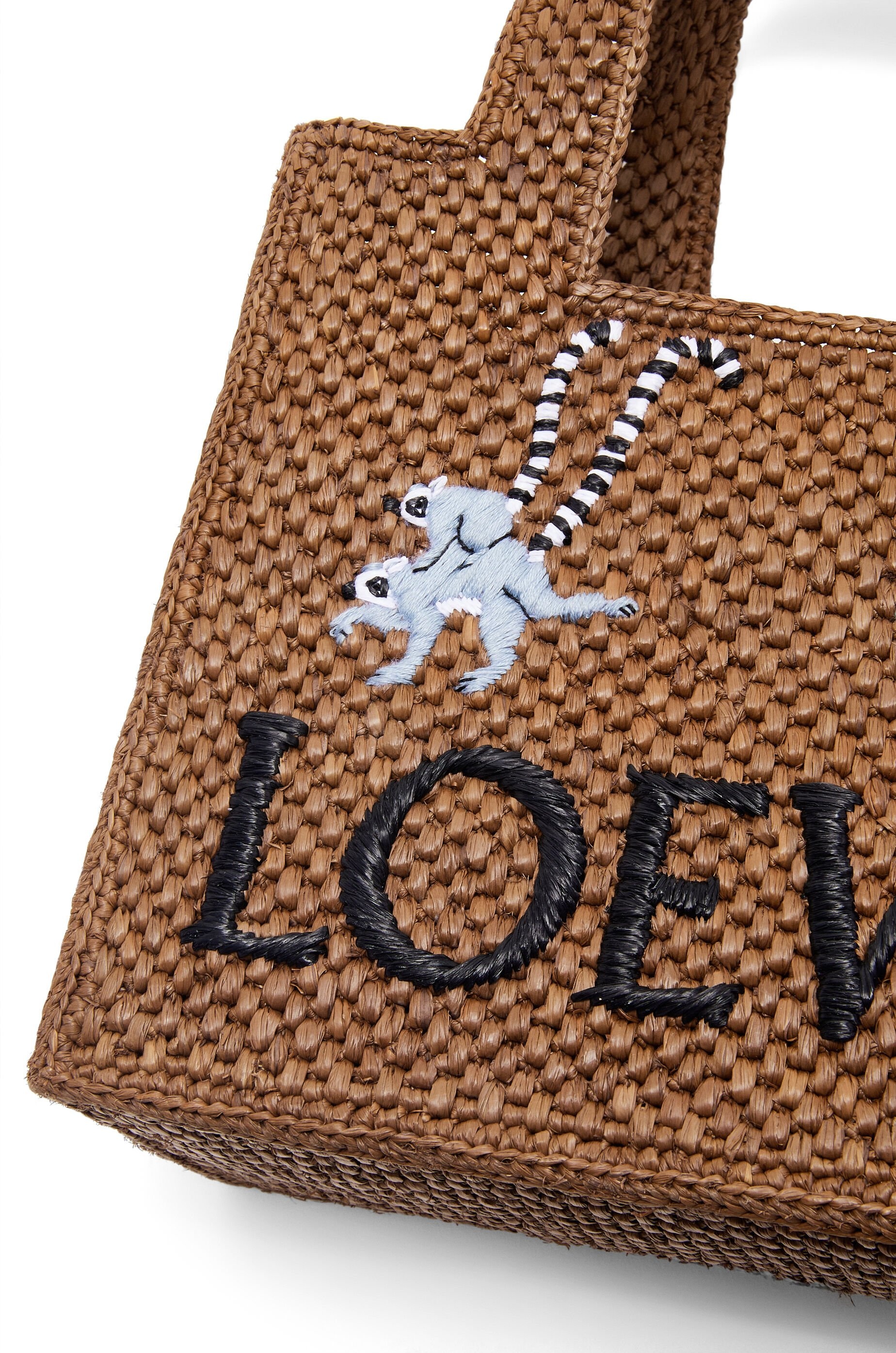 Lemur small Font Tote in raffia - 7