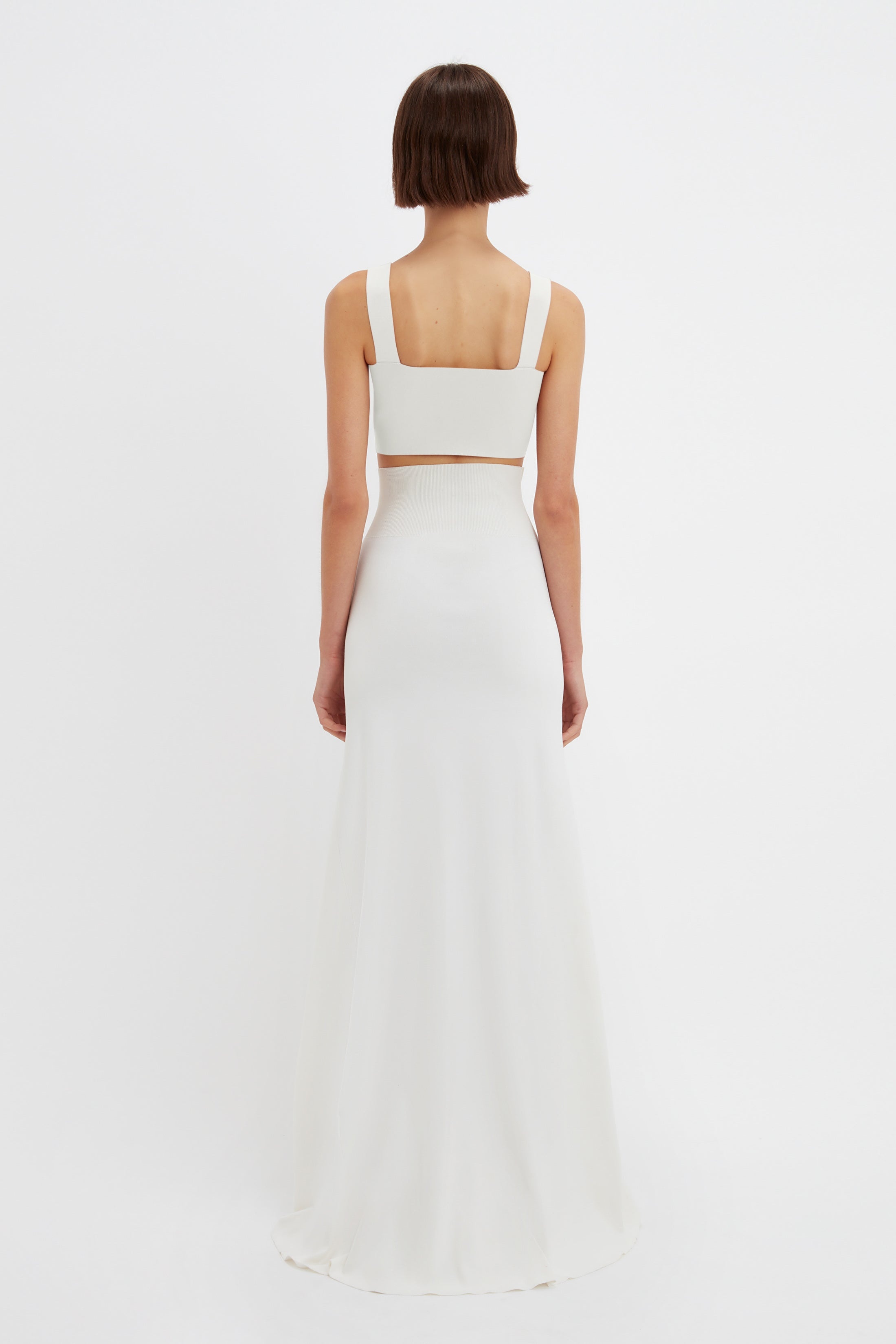 Floor-Length Knitted Skirt In White - 3