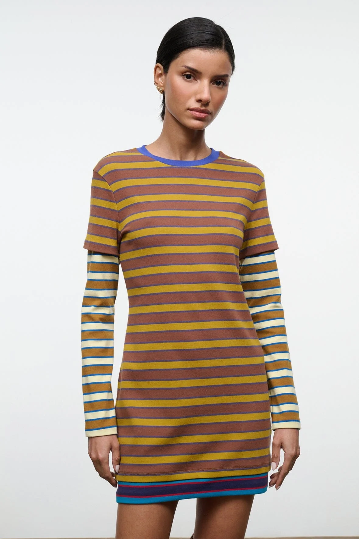 STAUD DILLON DRESS CIGAR SONOMA STRIPE - 1