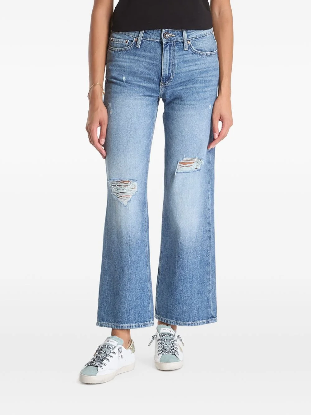 distressed wide-leg jeans - 1