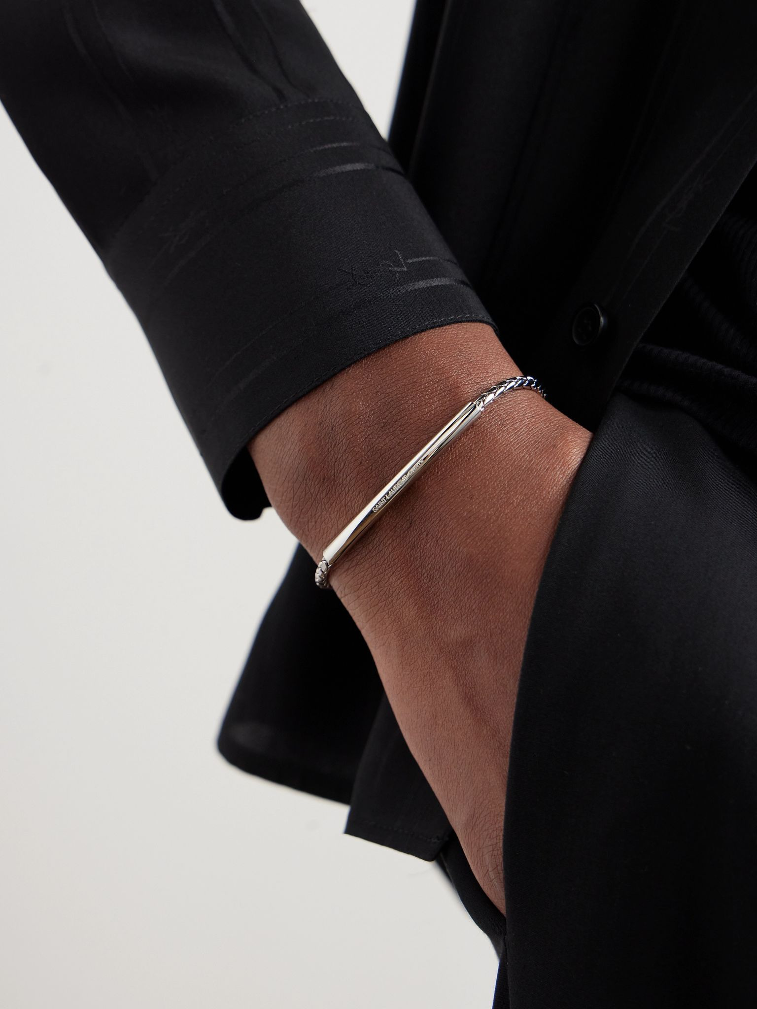 Logo-Engraved Silver-Tone Chain Bracelet Silver - 2