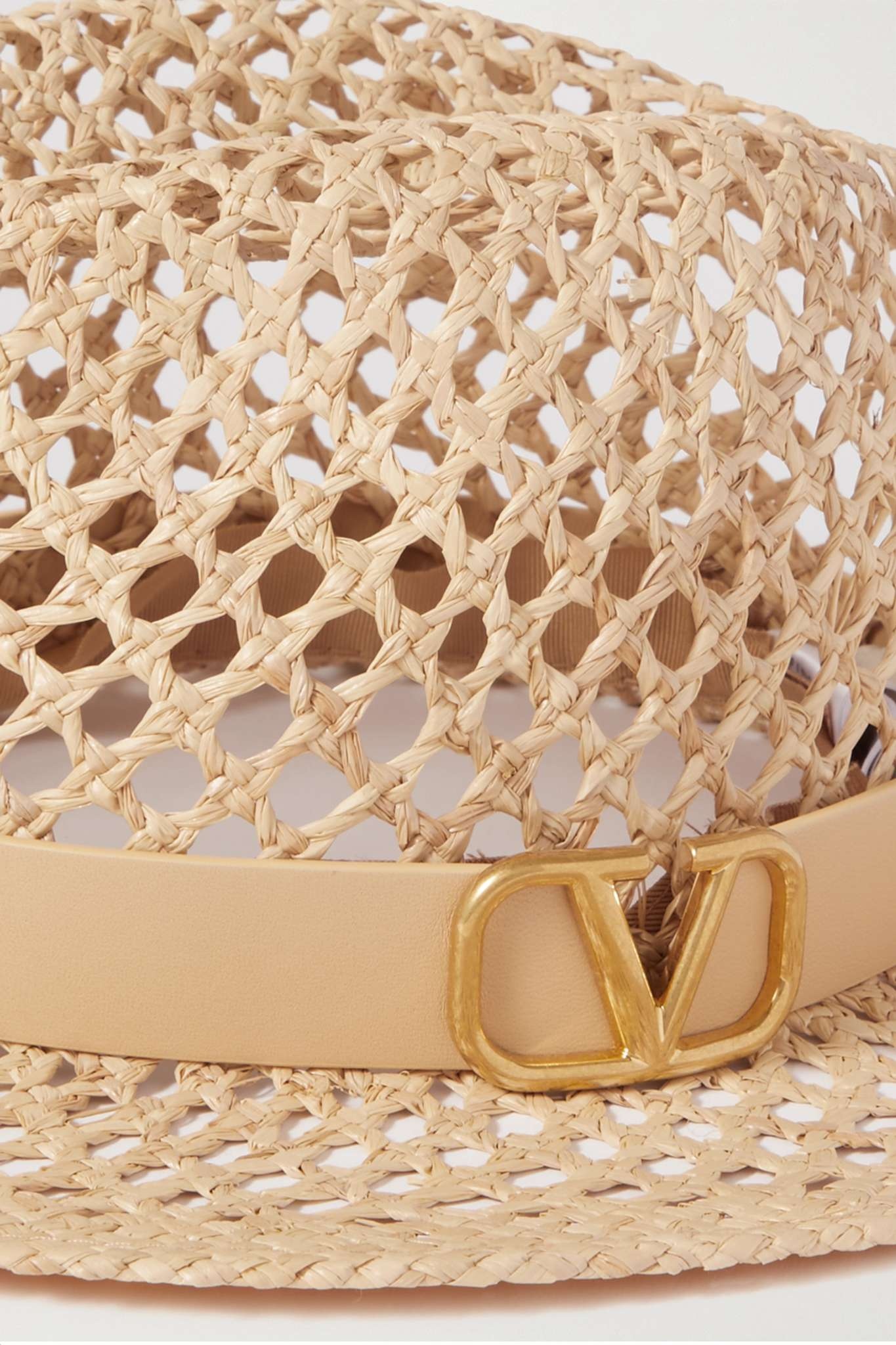 Valentino Garavani VLOGO leather-trimmed straw fedora - 3