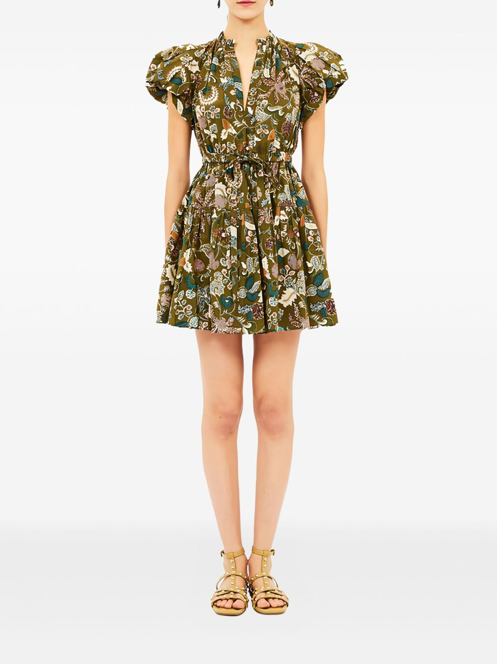 Izel puff-sleeve floral mini dress - 2