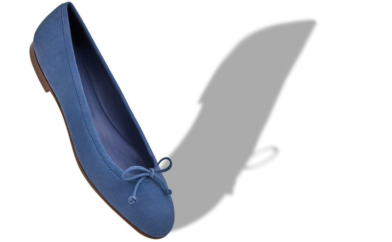 Manolo Blahnik Blue Suede Ballerina Flats outlook