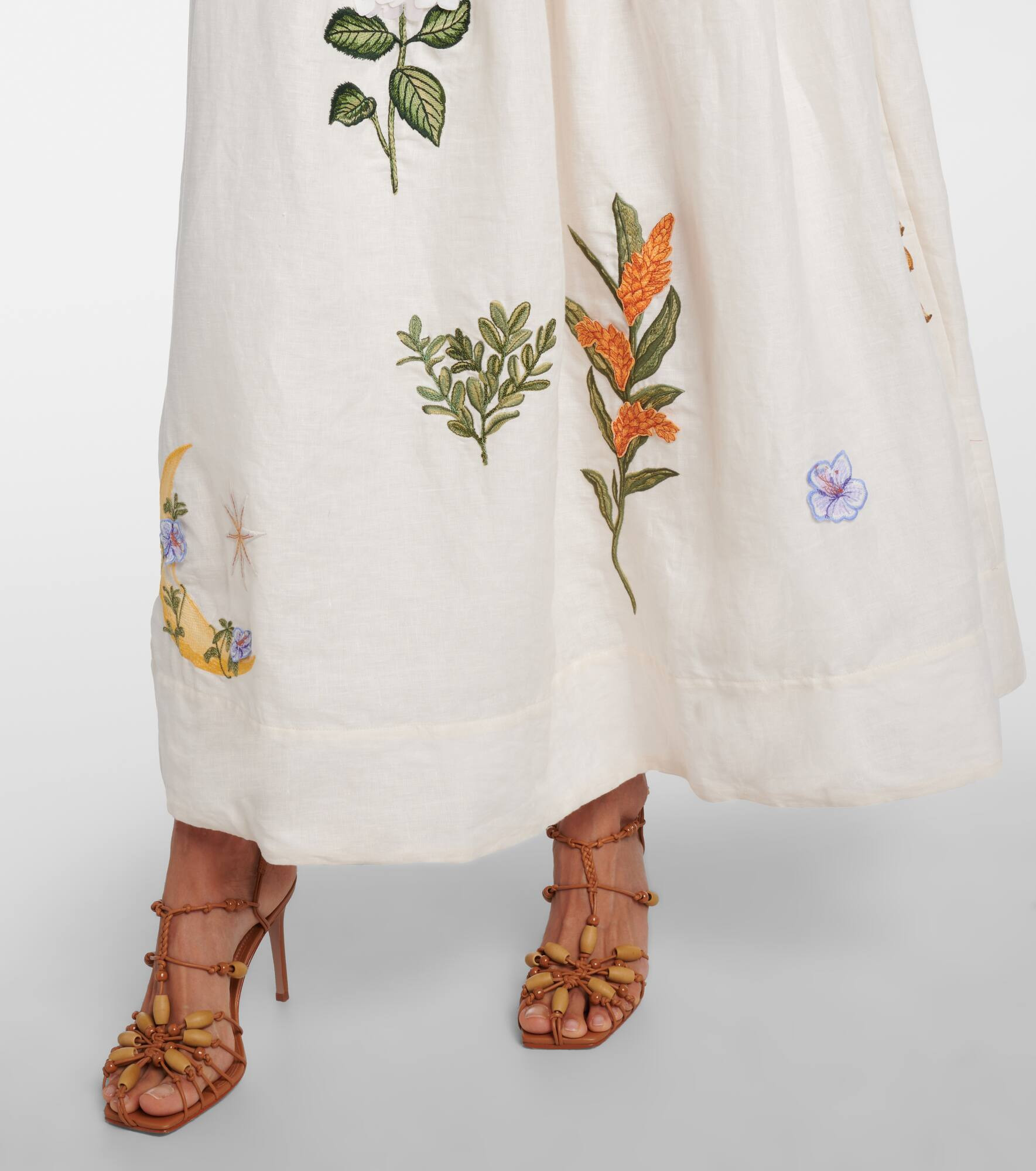 Tangelo embroidered linen maxi skirt - 5
