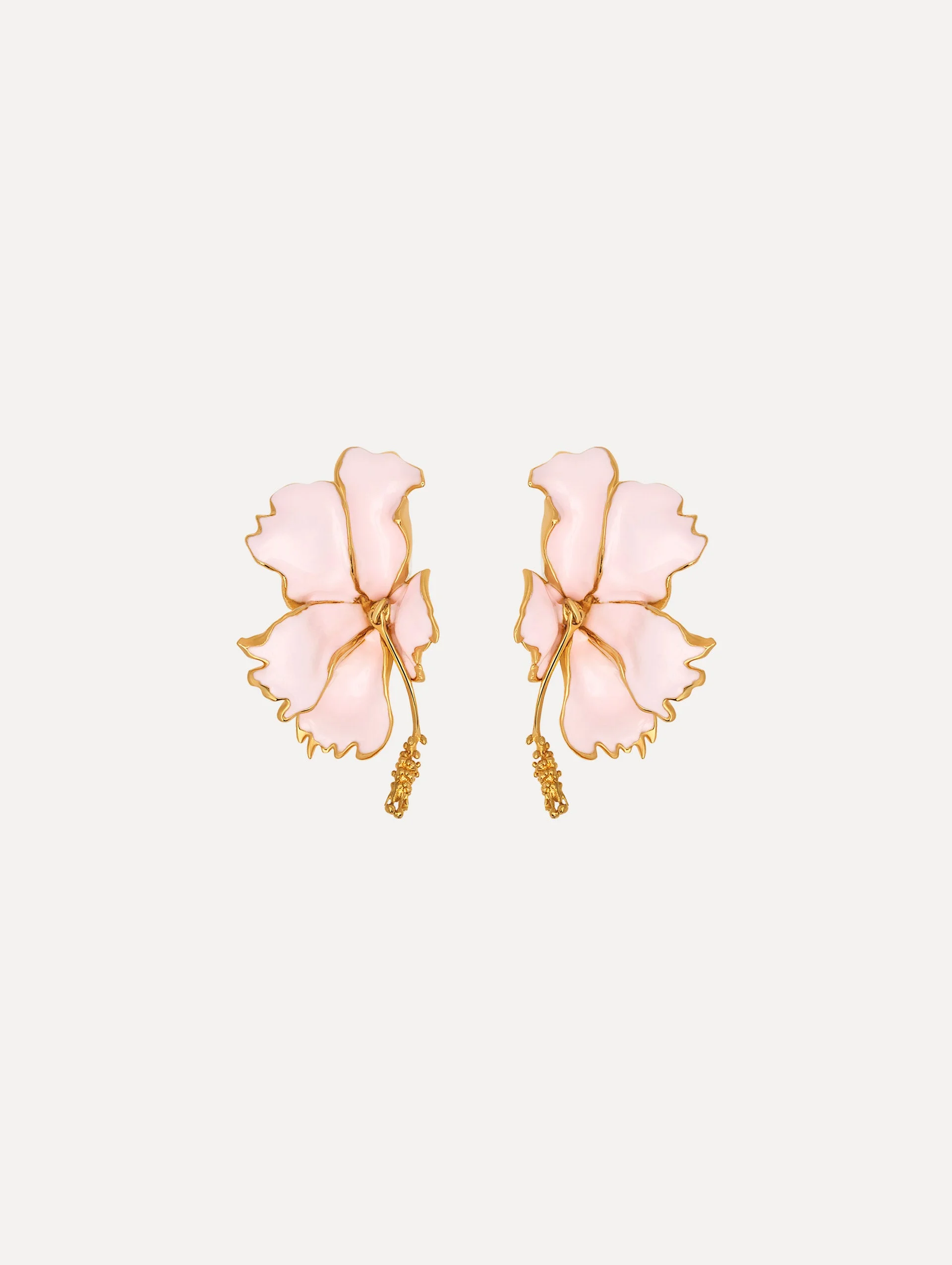 ENAMEL FOLDED HIBISCUS CLIP-ON EARRINGS - 1