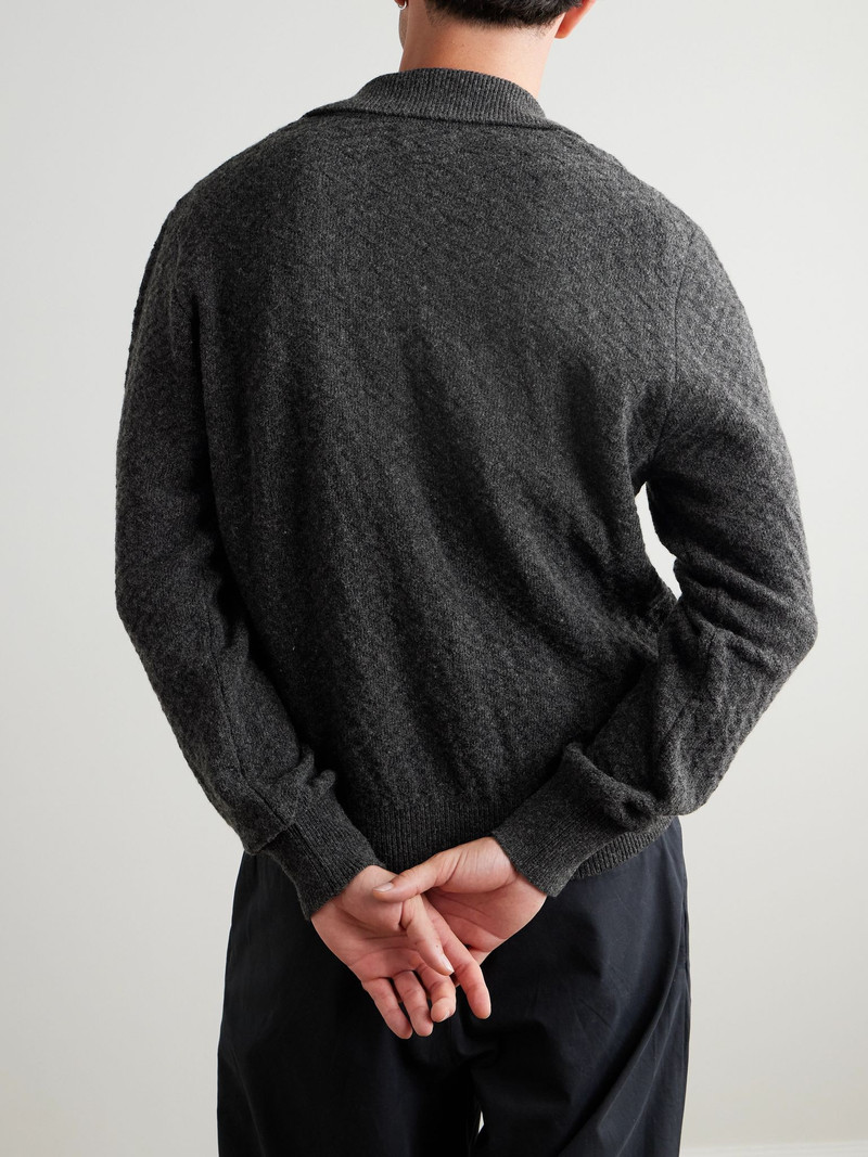 Jarvis Jacquard-Knit Merino Wool Cardigan Charcoal 3