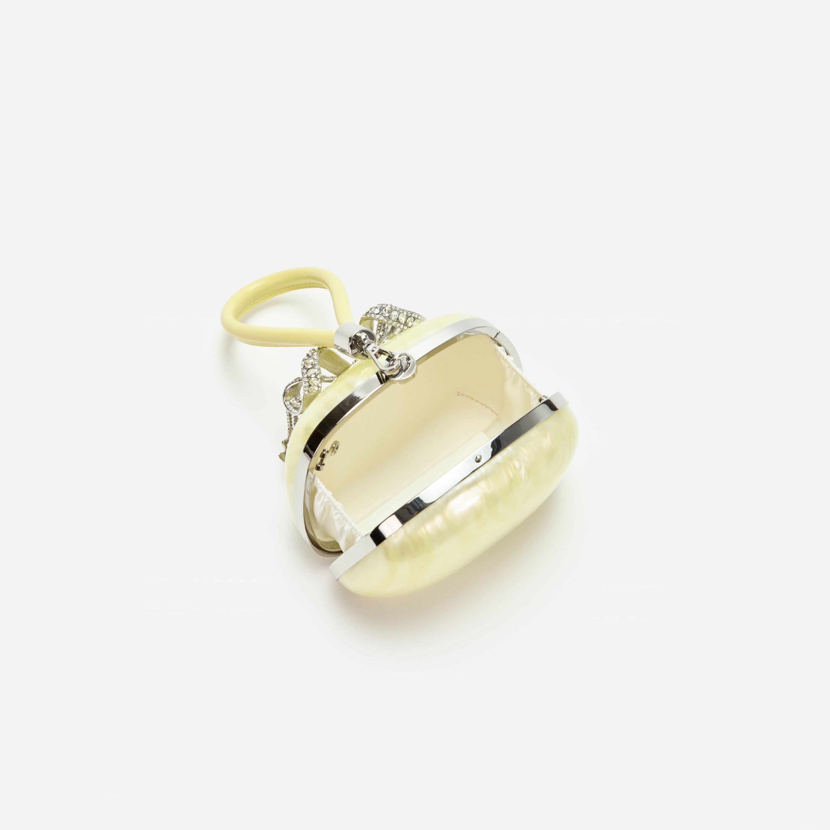 Yellow Pearl Top Handle Clutch Bag - 5