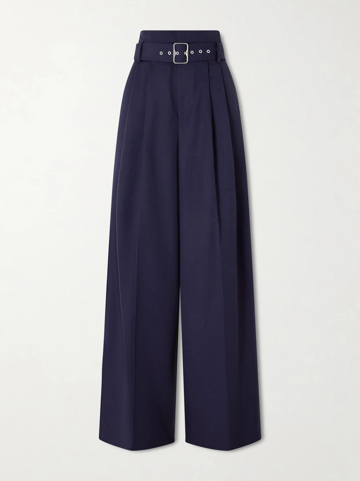 Belted Pleated Wool-twill Wide-leg Pants - 1