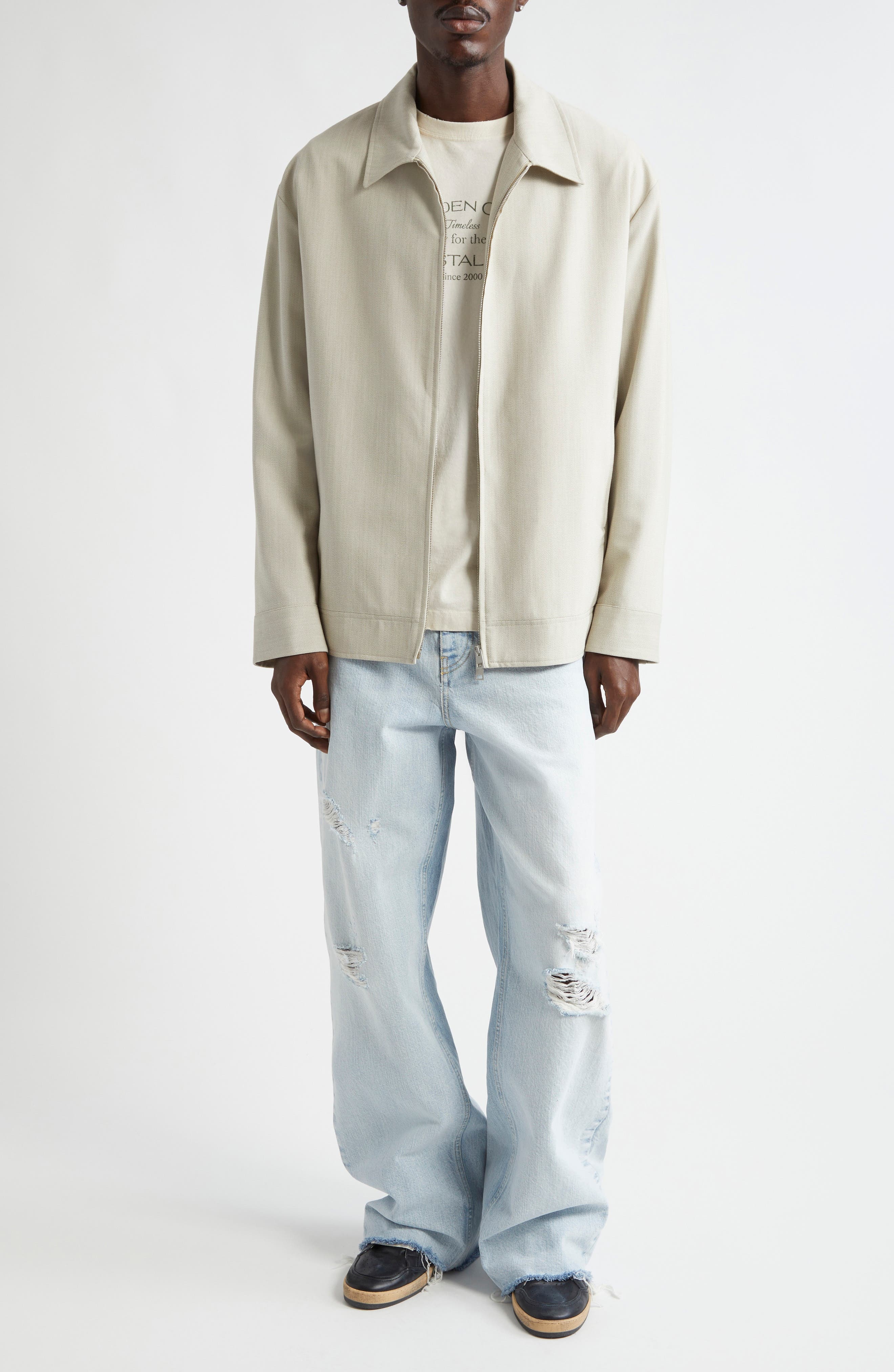 Golden Goose Journey Morgan Distressed Raw Hem Wide Leg Jeans in Cloud Blue at Nordstrom - 2