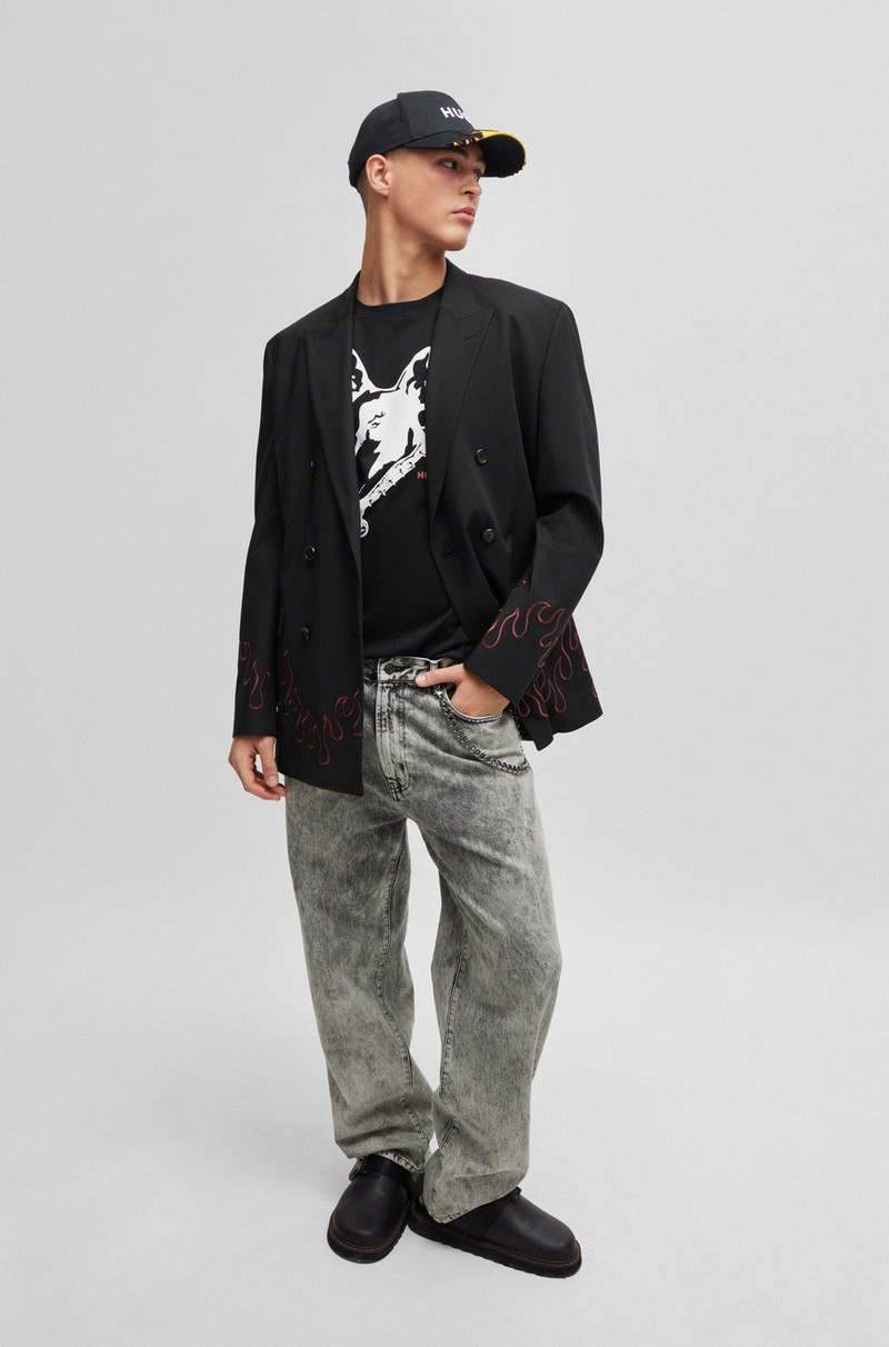 HUGO COTTON-JERSEY T-SHIRT WITH DOG ARTWORK outlook