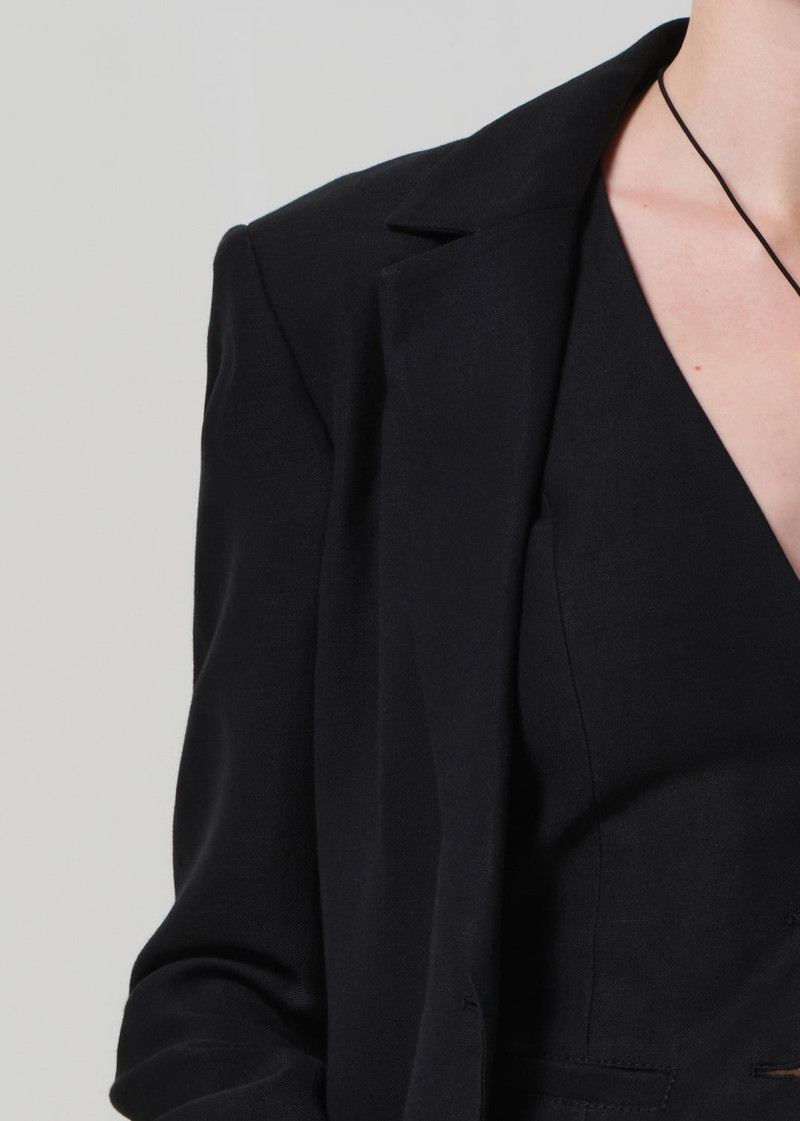 Unlined Weekend Blazer Linen Twill In Black 5