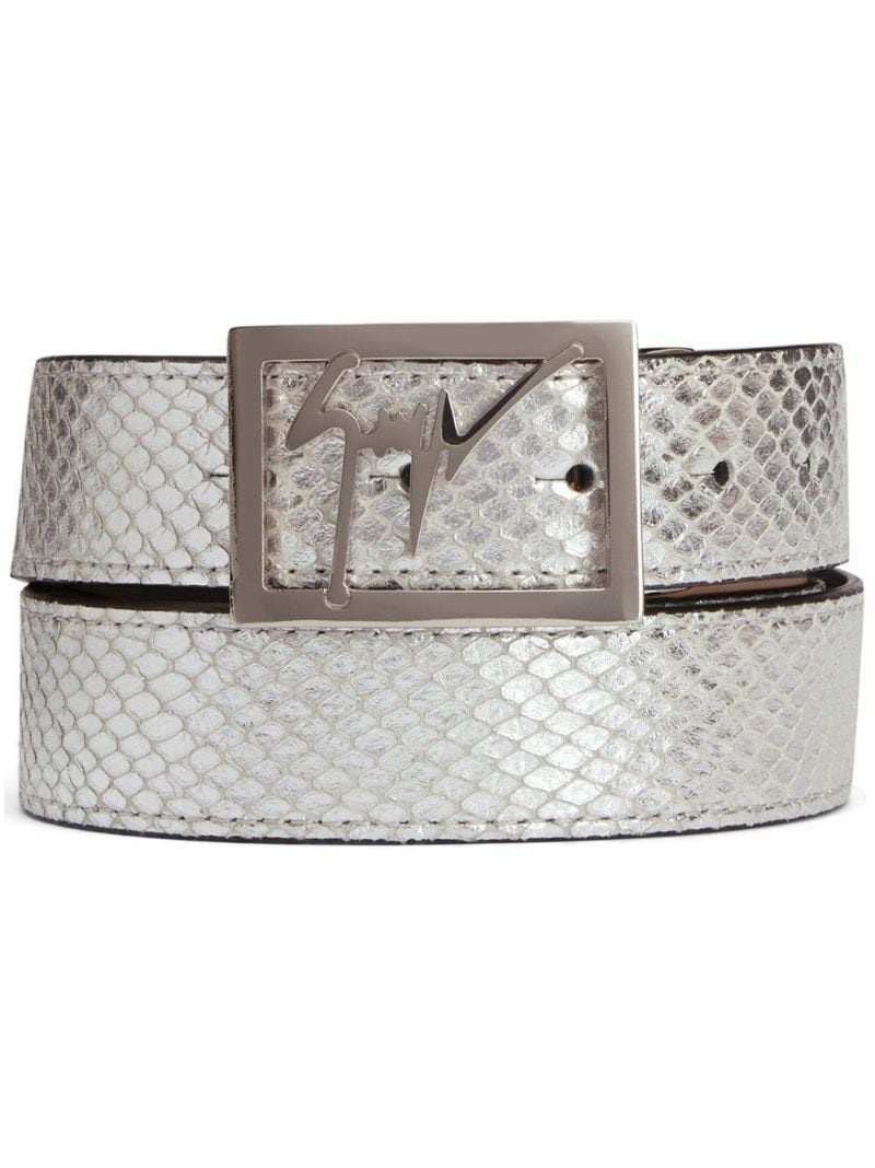 Linium snakeskin-effect leather belt - 1