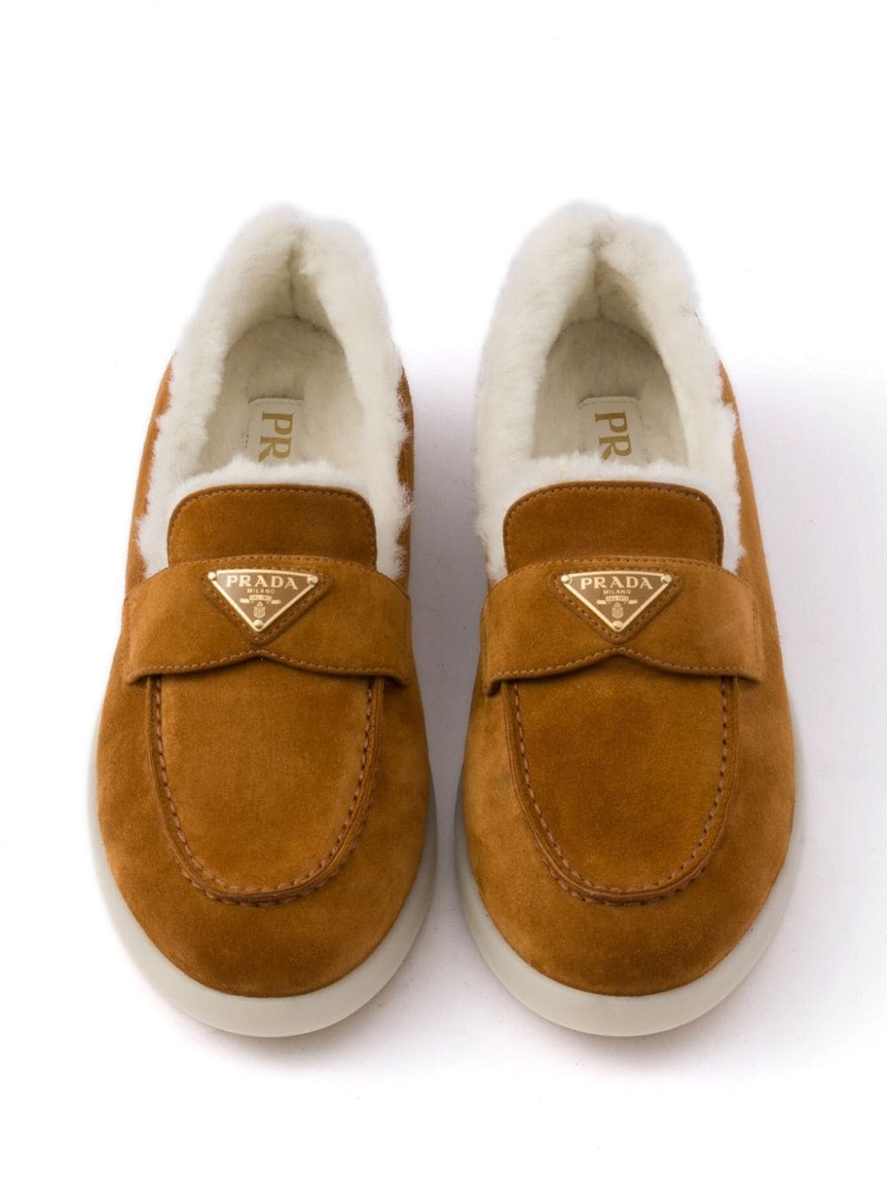 Suede and shearling loafers - 3