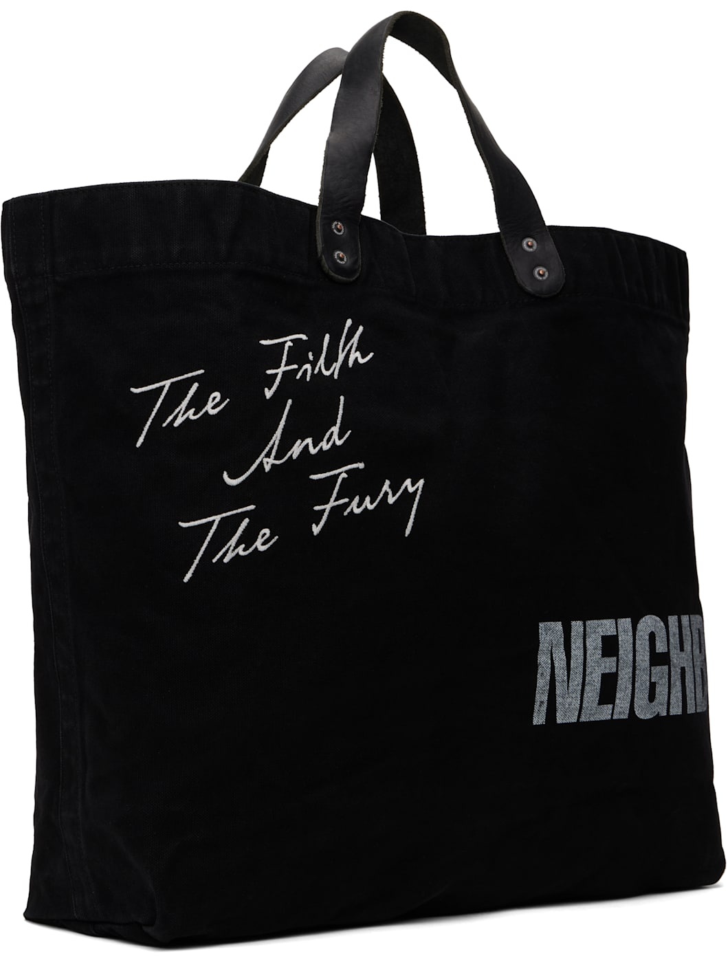 Black Washed Canvas Tote - 2