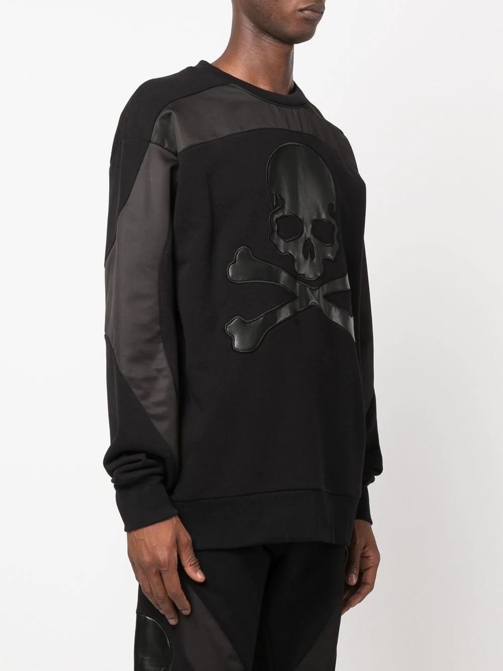 panelled skull swearshirt - 3