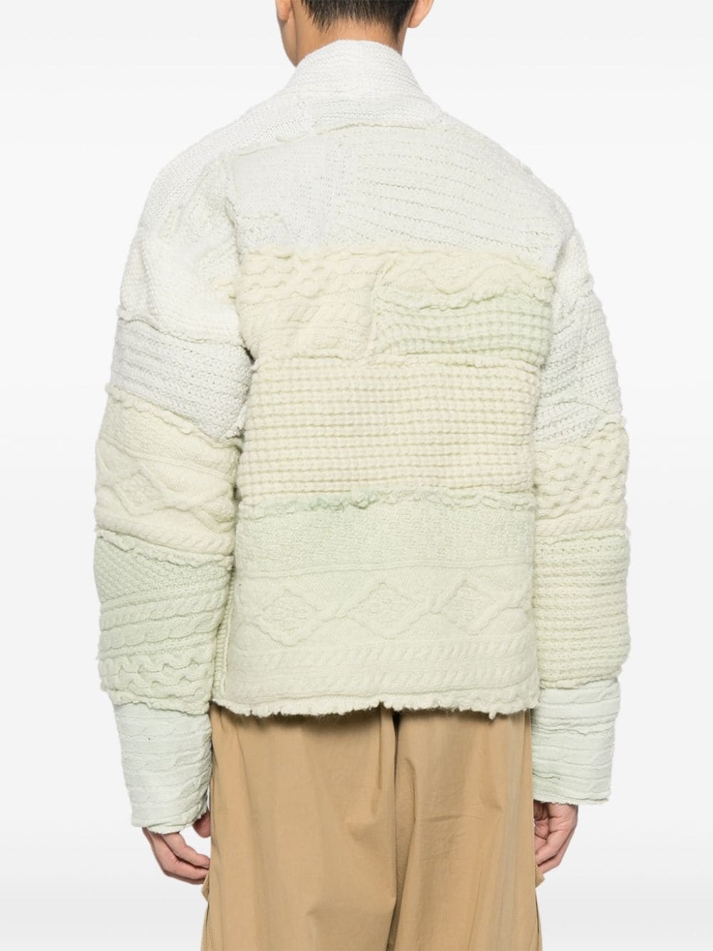 patchwork-knit wool jacket - 4