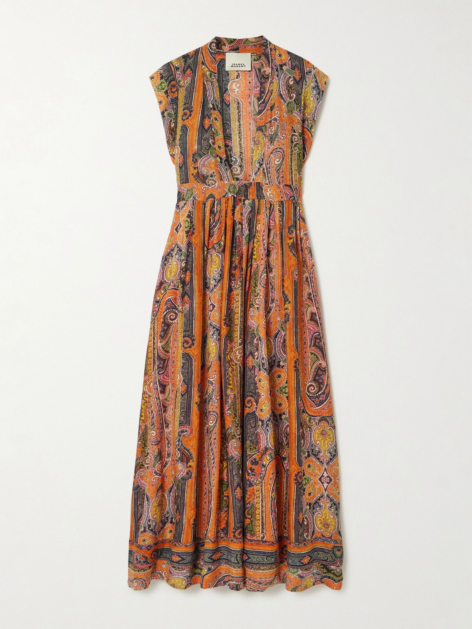 Melissa belted paisley-print silk maxi dress Orange - 1