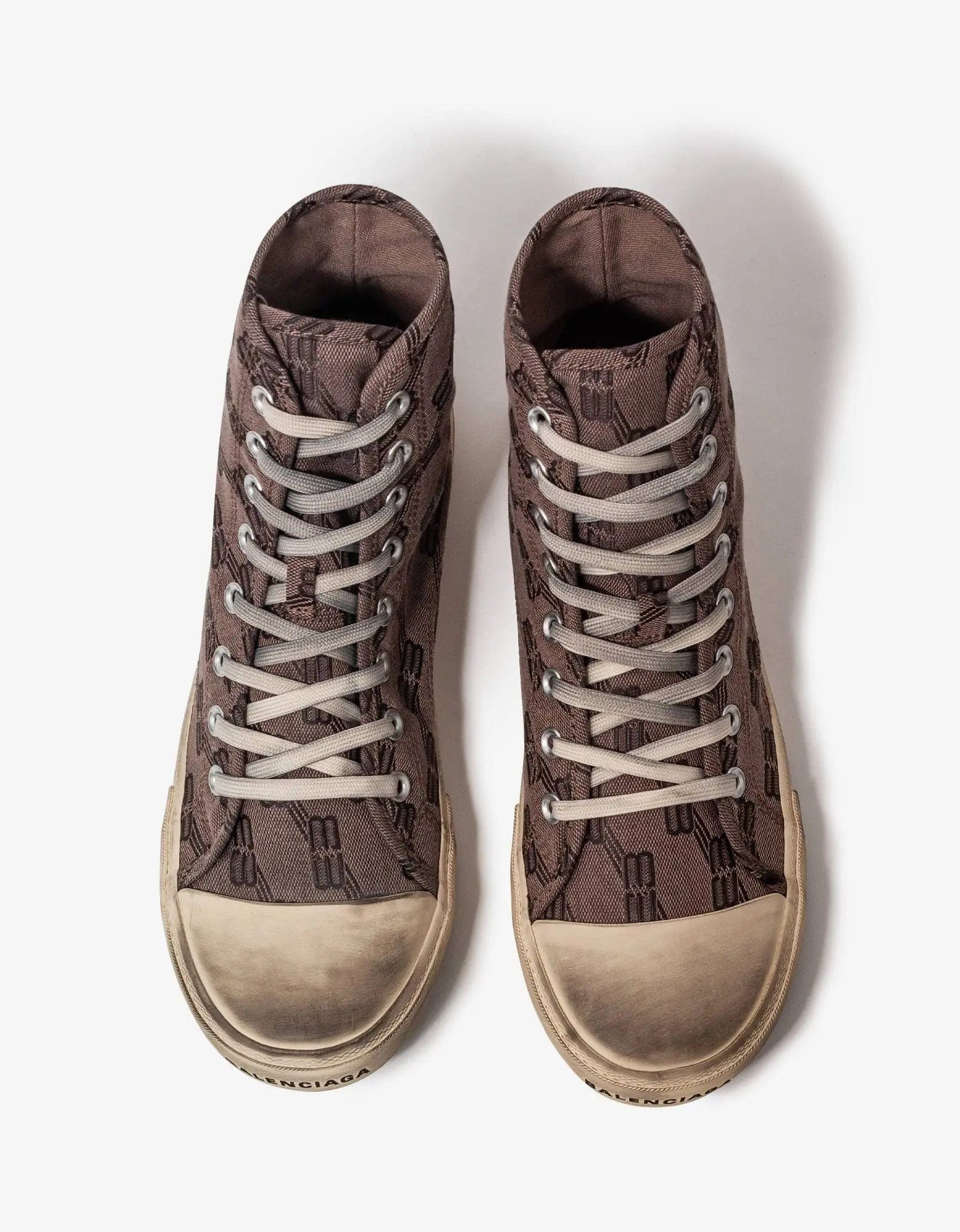 Balenciaga Dark Mink Grey BB Monogram Paris High Top Trainers - 5