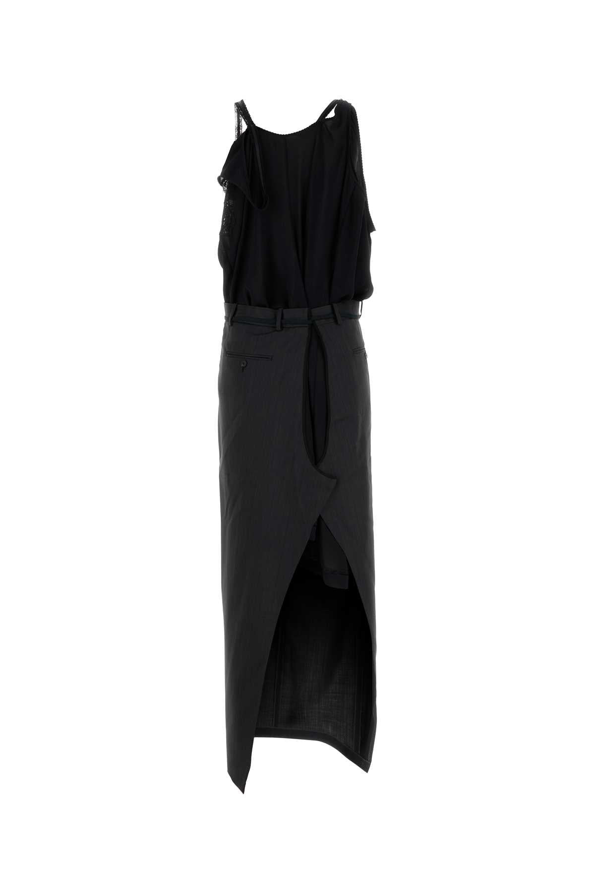 Balenciaga Women Black Georgette And Jersey Patched Slip Dress - 2