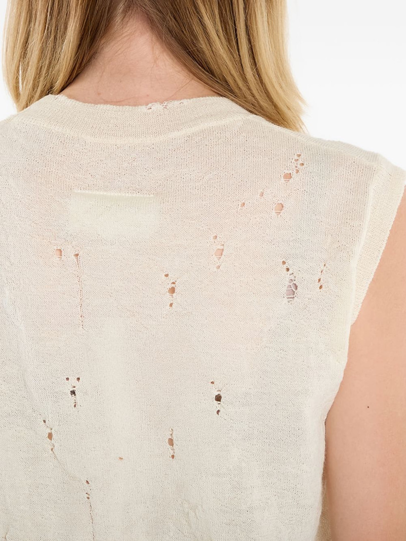 Numeric-logo distressed knitted vest 4