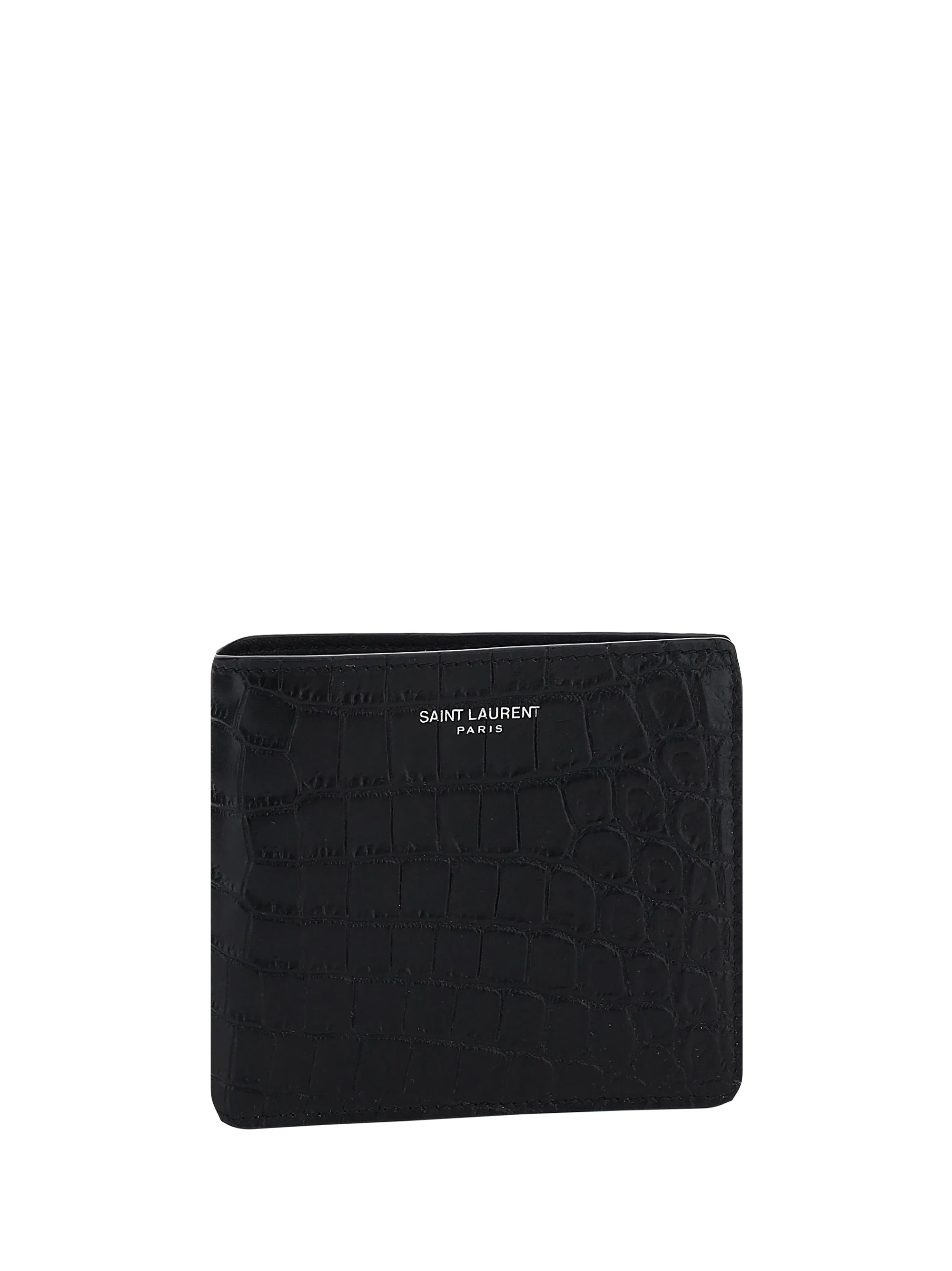 Saint Laurent Crocodile-Embossed Calf Leather Wallet — Black - 1