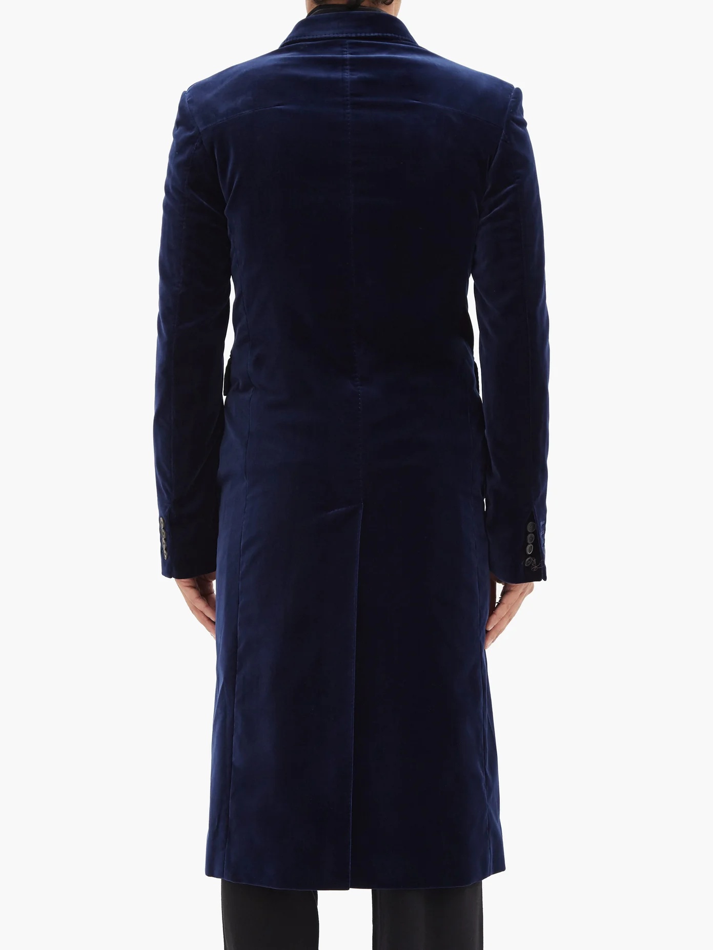 Double-breasted longline cotton-blend velvet coat - 5