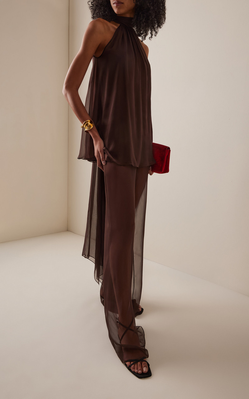 SEV Printed Voile Fluid Pants brown outlook