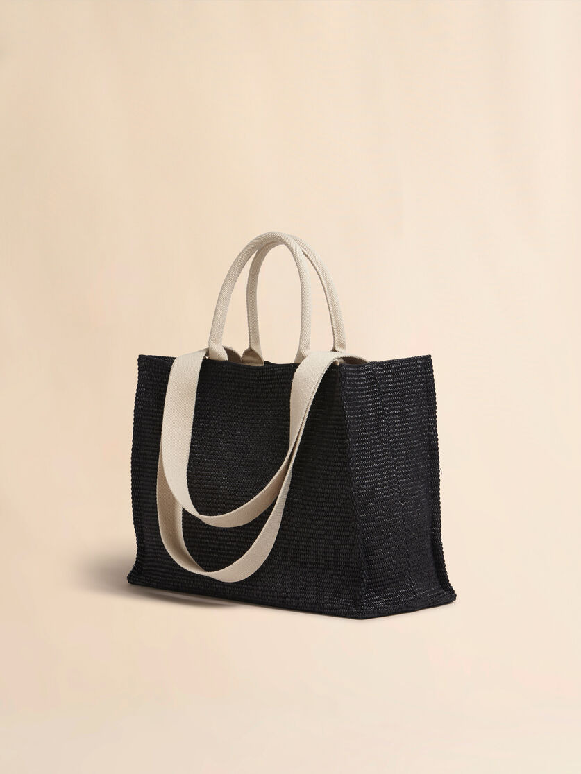 BLACK RAFFIA SHOPPING BAG - 2